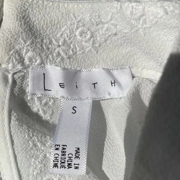 Anthropologie Leith White Lace High Neck Top with Eyelet Cut Outs (Size: Small) - Picture 16 of 16